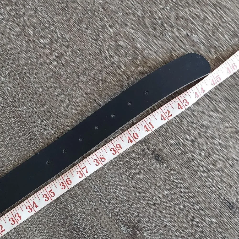 FosterWeld Black Leather Belt With Rectangular Shaped Distressed Buckle XL (36)